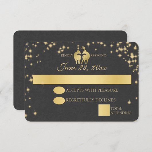 Starry Night BuckとDoe Reply Card 出欠カード (正面/裏面)