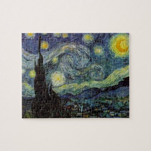 Starry Night by van Gogh Modern Art Painting Blue ジグソーパズル (横)
