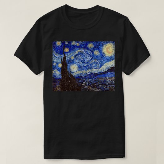 Starry Night by Vincent vanゴッホ有名なアートペイン Tシャツ (デザイン正面)