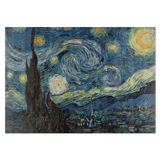 Starry Night by Vincent van ゴッホ.有名なアート素晴らし カッティングボード (正面)