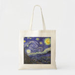 Starry Night by Vincent van Gogh トートバッグ<br><div class="desc">Starry Night by Vincent van Gogh is a vintage fine art post impressionism landscape cityscape painting featuring a view of Saint Remy, France from van Gogh's asylum. The night sky is swirling with clouds with a bright crescent moon and shining stars over the quaint village. Starry Night is probably van...</div>