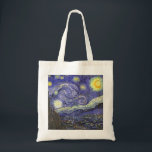 Starry Night by Vincent van Gogh トートバッグ<br><div class="desc">Starry Night by Vincent van Gogh is a vintage fine art post impressionism landscape cityscape painting featuring a view of Saint Remy, France from van Gogh's asylum. The night sky is swirling with clouds with a bright crescent moon and shining stars over the quaint village. Starry Night is probably van...</div>