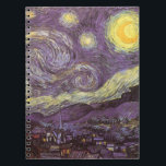Starry Night by Vincent van Gogh, Vintage Fine Art ノートブック<br><div class="desc">Starry Night (1889) by Vincent van Gogh is a vintage post impressionism fine art landscape nature painting. A view of a city in a valley at night with the clouds swirling, the stars shining and a beautiful golden yellow crescent moon. It was painted during the day from memory and is...</div>