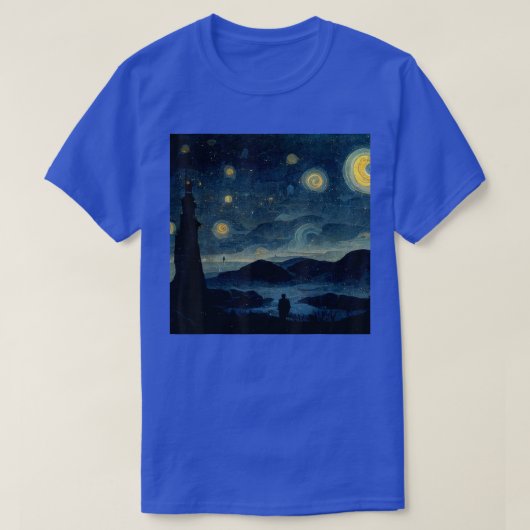 Starry Night Caspar David Friedrich  Tシャツ (デザイン正面)