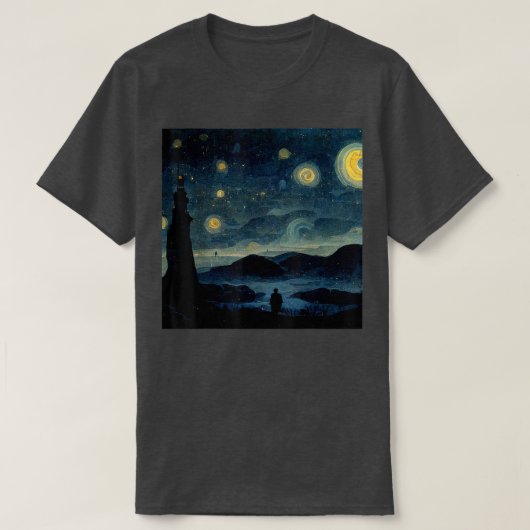 Starry Night Caspar David Friedrich T-Shirt Tシャツ (デザイン正面)