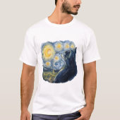 Starry Night Cat Artistic Van Gogh Style Art Tシャツ (正面)