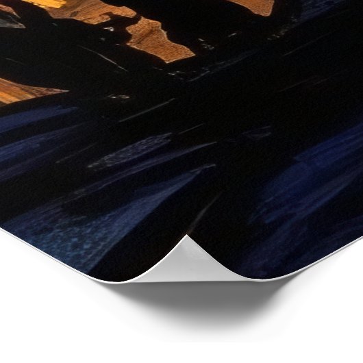 Starry Night Cat Van Gogh Inspired Starry Sky ポスター (角)