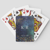 Starry Night Celestial Galaxy Monogram Wedding トランプ (裏面)