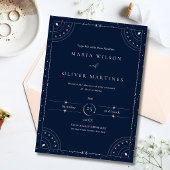 Starry Night Celestial Wedding Navy Blue Elegant I 招待状
