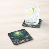 Starry Night Christmas Coaster Set 6 Santa Sleigh コースター (右側)
