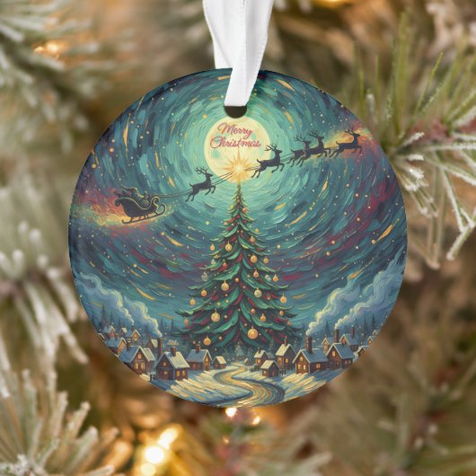 Starry Night Christmas Ornament Round Acrylic オーナメント (ツリー)