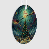 Starry Night Christmas Ornament Round Acrylic オーナメント (正面)