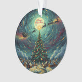 Starry Night Christmas Ornament Round Acrylic オーナメント (正面)