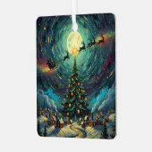 Starry Night Christmas Ornament Square Metal メタルオーナメント (正面左)