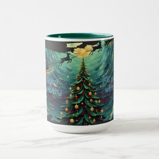 Starry Night Christmas Santa Mug マグカップ (中央)