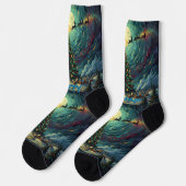 Starry Night Christmas Socks Sustainable Van Gogh ソックス (左)