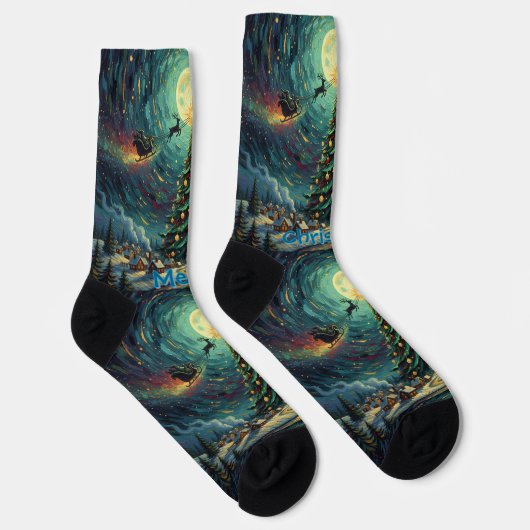 Starry Night Christmas Socks Sustainable Van Gogh ソックス (右)