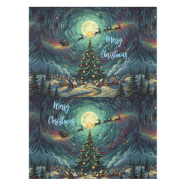 Starry Night Christmas Tablecloth 52x70 Santa テーブルクロス