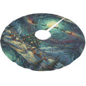 Starry Night Christmas Tree Skirt Santa Sleigh ブラッシュドポリエステルツリースカート (アングル)