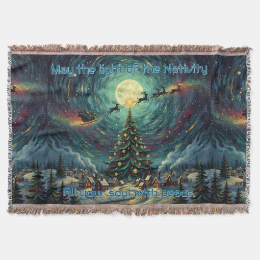 Starry Night Christmas Van Gogh Blanket Holiday スローブランケット (正面)