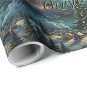 Starry Night Christmas Wrapping Paper Santa Sleigh ラッピングペーパー (ロールコーナー)