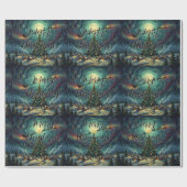 Starry Night Christmas Wrapping Paper Santa Sleigh ラッピングペーパー (フラット)