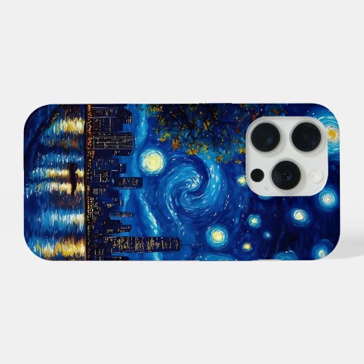 Starry Night City Phone Case iPhoneケース (裏面横)
