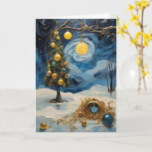 Starry Night Clock Card | Abstract Christmas Art カード (黄色い花)