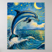 Starry Night Dolphin Postres ポスター (正面)