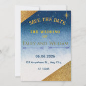 Starry Night Elegance Romantic Save the Date 招待状 (裏面)