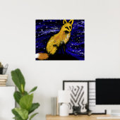 STARRY NIGHT FOX I | 好奇心のあるまなざし ポスター (ホームオフィス)
