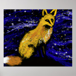 STARRY NIGHT FOX I | 好奇心のあるまなざし ポスター