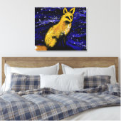 STARRY NIGHT FOX I | 好奇的なまなざし キャンバスプリント (インサイチュ (寝室))