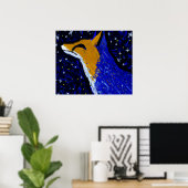 STARRY NIGHT FOX II | 月明かりの見張り ポスター (ホームオフィス)
