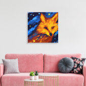 STARRY NIGHT FOX IV | 幻想的な野生動物のウォールアート キャンバスプリント (インサイチュ (リビング))