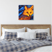STARRY NIGHT FOX IV | 幻想的な野生動物のウォールアート キャンバスプリント (インサイチュ (寝室))