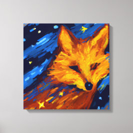 STARRY NIGHT FOX IV | 幻想的な野生動物のウォールアート キャンバスプリント