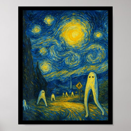 Starry Night Fresno Nightcrawler Van Gogh Hallowee ポスター (正面)