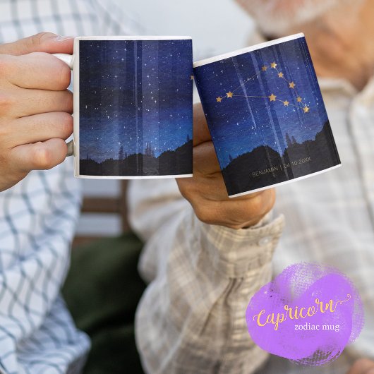 Starry Night Gold Capricorn Zodiac Constellation コーヒーマグカップ
