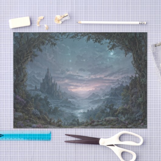 Starry Night Gothic Citadel Valley 薄葉紙 (クラフト)
