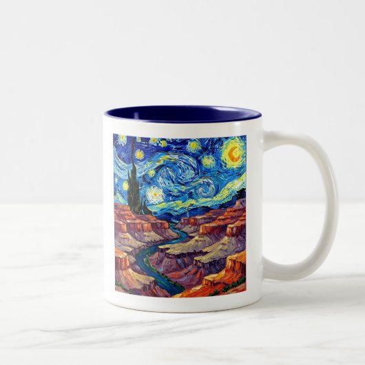Starry Night Grand Canyon Arizona ツートーンマグカップ (右)