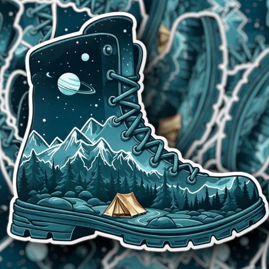 Starry Night Hiking Boot Sticker | Die-Cut Sticker シール