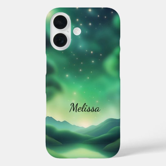 Starry Night in Soft Green Shades iPhone case Case-Mate iPhoneケース (裏面)