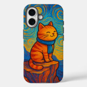 Starry Night Inspired Cat Illustration Phone Case Case-Mate iPhoneケース (裏面)
