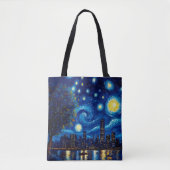 Starry Night Inspired Cityscape Tote Bag トートバッグ (正面)