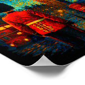 Starry Night London Red Telephone Box Queen's Guar ポスター (角)