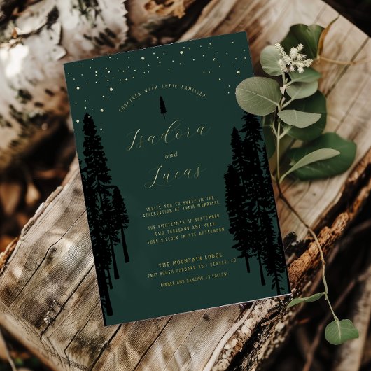 Starry Night | Luxe Celestial Forest Wedding 箔招待状