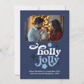 Starry Night Modern Blue Christmas Photo シーズンカード (正面)