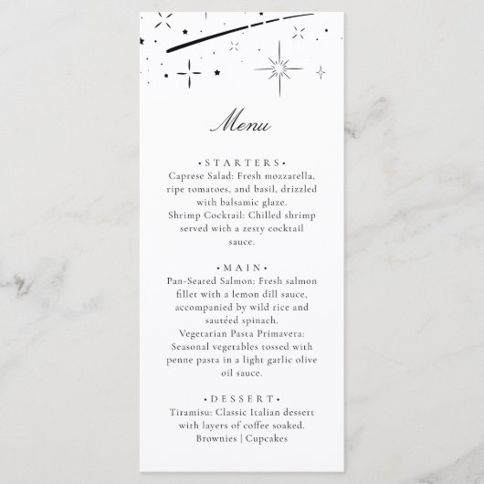 Starry Night Modern Celestial Wedding Dinner メニュー (正面)