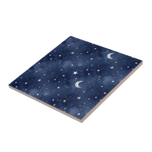 Starry Night Moon Constellations Pattern タイル (側面)